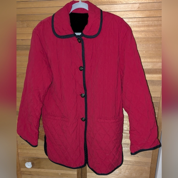 💥 Vtg.Talbots Women's Red Quilted Reversible Jacket - Picture 2 of 7